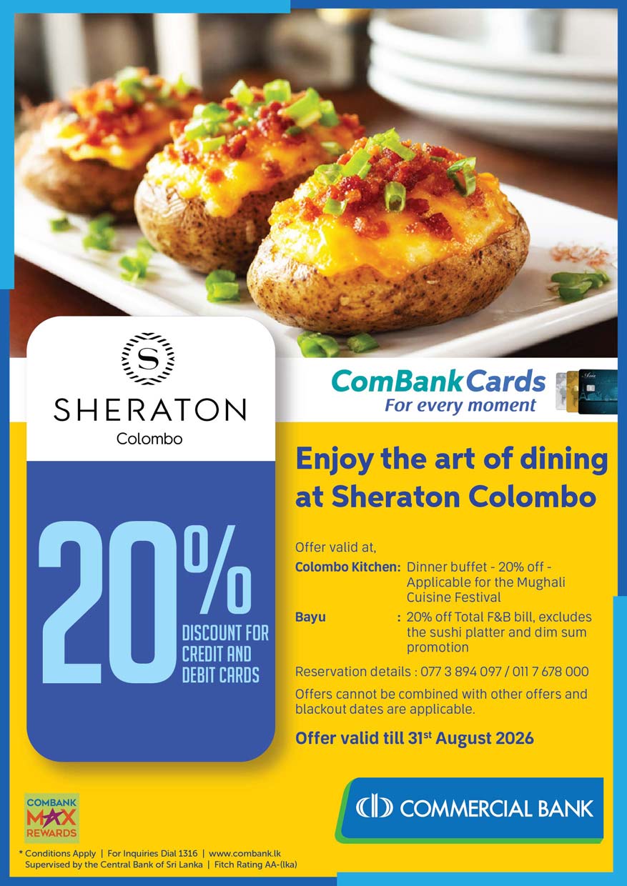 Up to 20% Off Dining at Sheraton Colombo with ComBank Cards promotional image